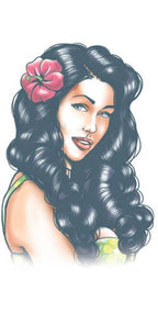 Novelty Hawaiian Aloha Pin Up Girl Temporary Costume Tattoo Accessory Main Image 