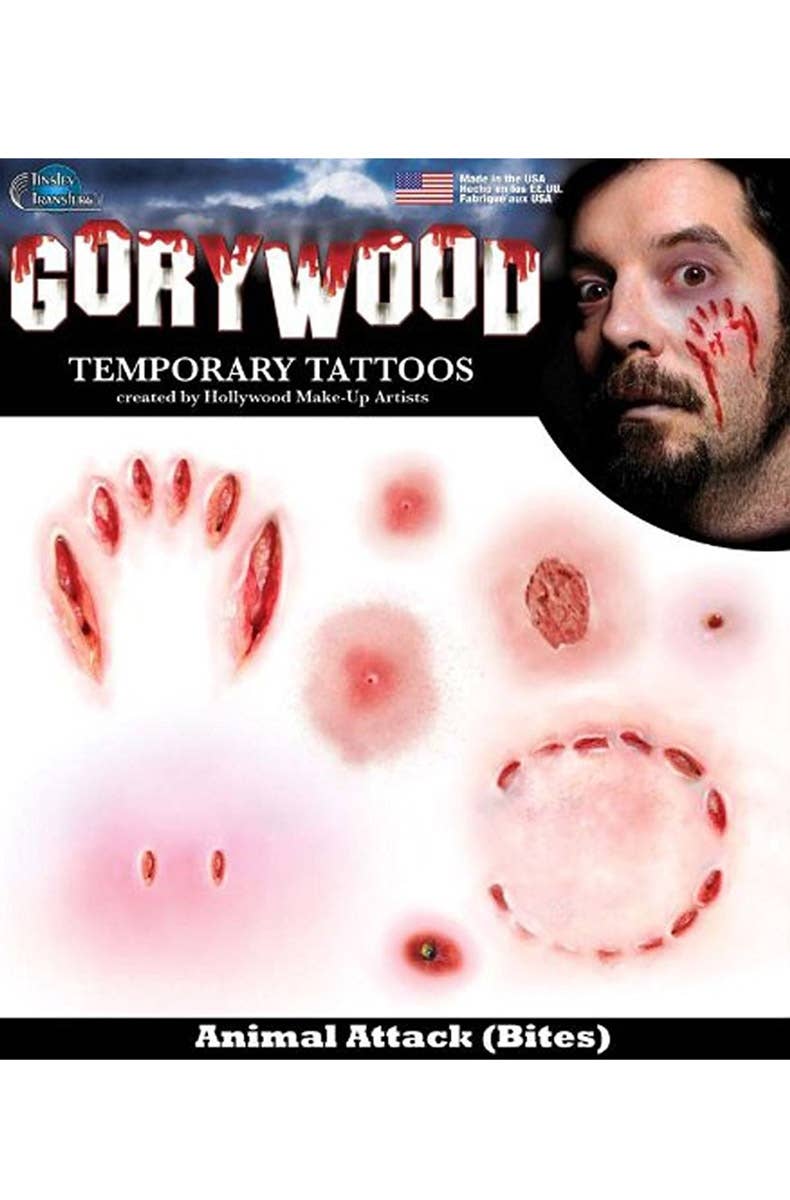 Animal Attacks Halloween Temporary Tattoo Wounds - Main Image