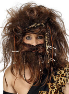 Image of Crazy Caveman Men's Brown Wig and Beard Set - Main Image