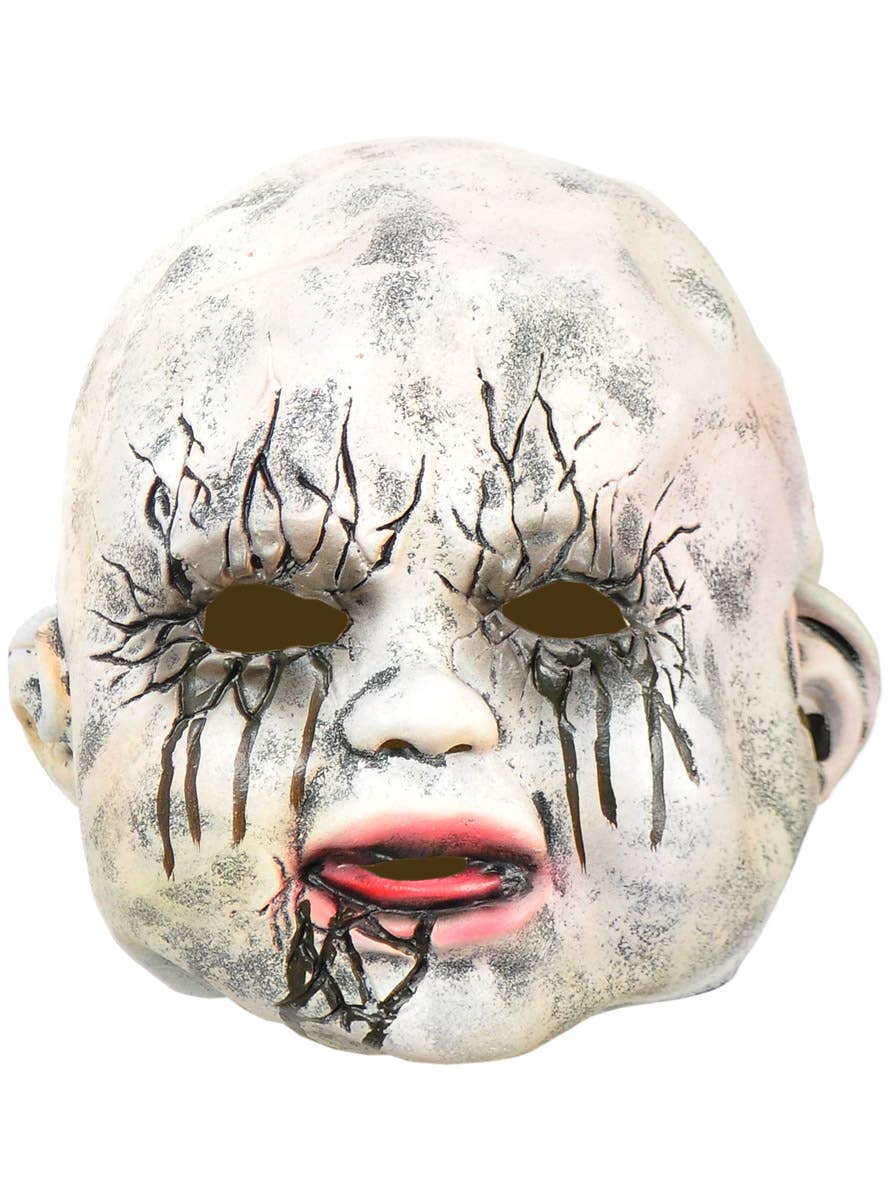 Image of Full Head Creepy Baby Doll Halloween Costume Mask - Front View