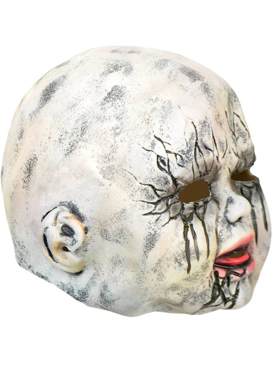 Image of Full Head Creepy Baby Doll Halloween Costume Mask - Side View