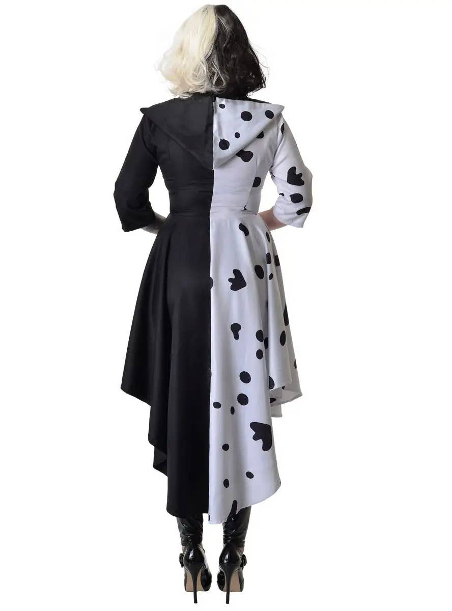 Image of Hooded Dalmatian Diva Women's Plus Size Costume - Back View with Hood Down