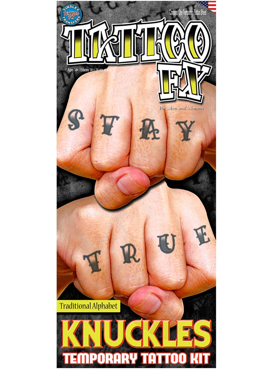 Tinsley Transfers Alphabet Knuckle Temporary Tattoo Sheet - Main Image