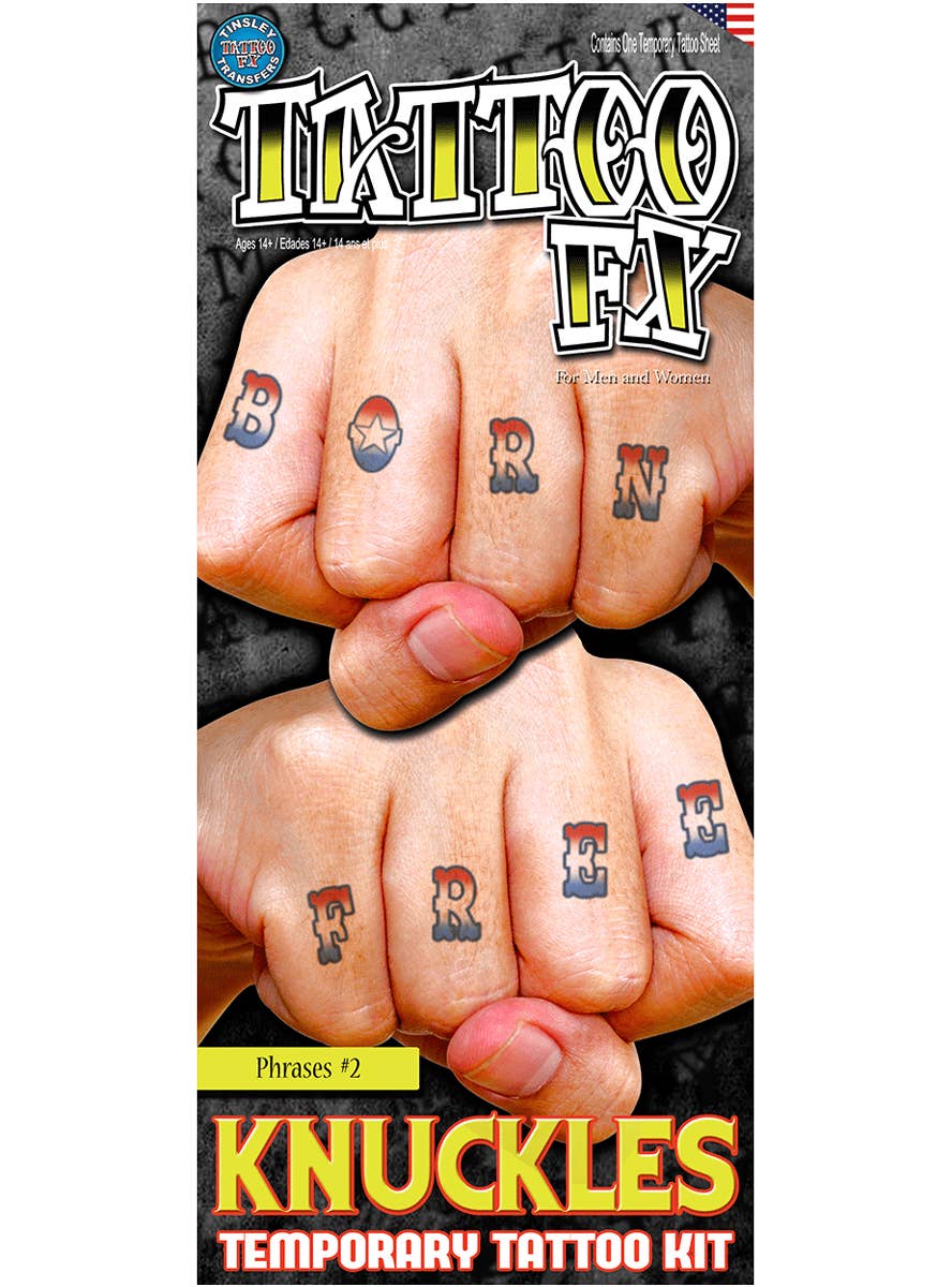 Tinsley Transfers Colour Knuckle Temporary Tattoo Sheet - Alternative Image 1