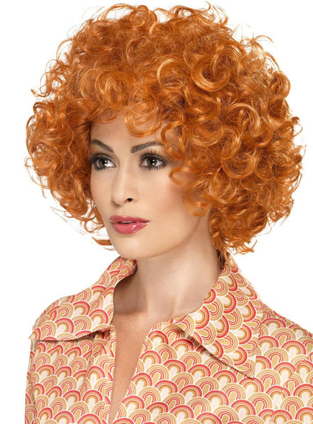 Curly Orange Women's 70s Afro Costume Wig