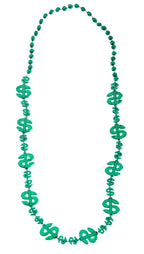 Image of Dollar Sign Green Beaded Necklace Costume Accessory