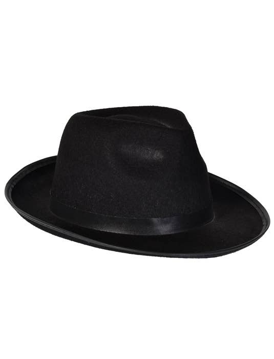 Mens Black Feltex 1920's Gangster Fedora Hat - Hat Image