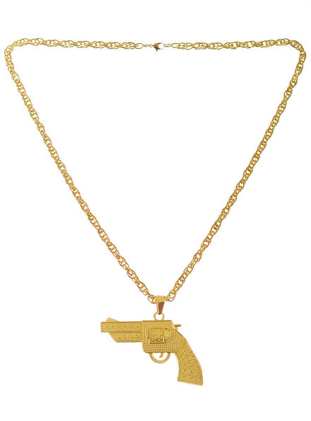 Golden Gun Deluxe Pendant Gangster Costume Jewellery