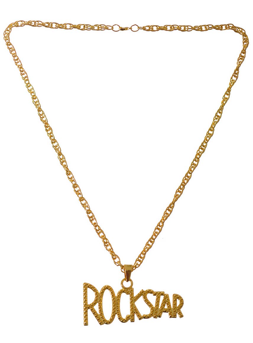 Large Gold Rockstar Deluxe Pendant on Chain Costume Accessory Jewellery