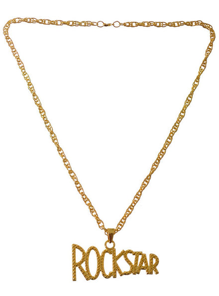 Large Gold Rockstar Deluxe Pendant on Chain Costume Accessory Jewellery