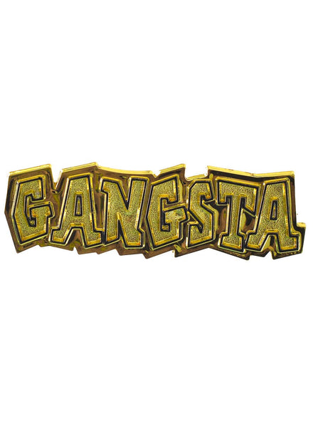 90s Theme Novelty Gangsta Ring Gold Knuckle Duster Costume Jewellery - Main Image