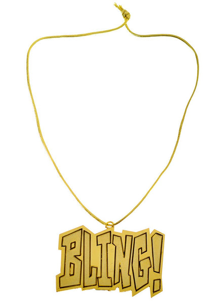 Large Gold Bling Pendant Necklace Rapper Costume Accessory