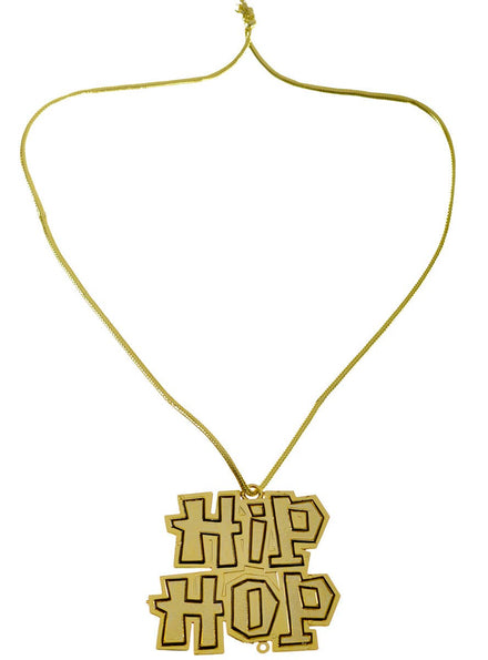 Gold Hip Hop Bling Necklace on Long Chain Gangsta Costume Accessory