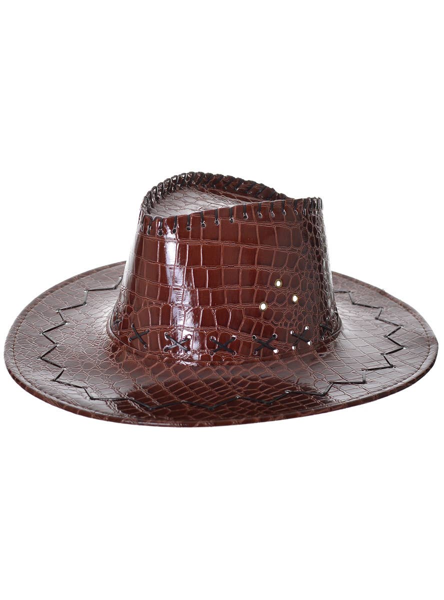 Deluxe Brown Crocodile Skin Akubra Hat Cowboy Costume Accessory