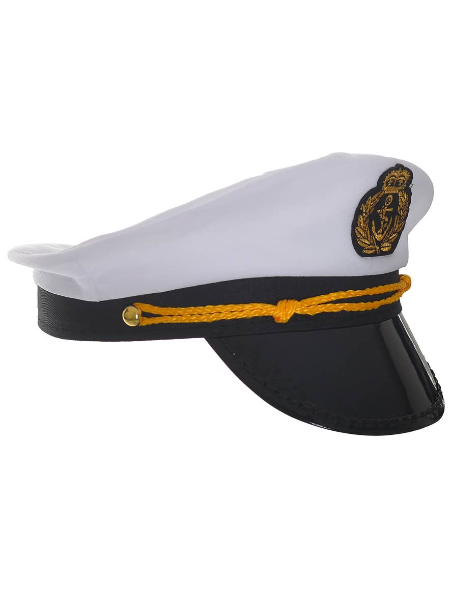 Peaked Ship Capitan Costume Hat | Black and White Adults Captain Cap