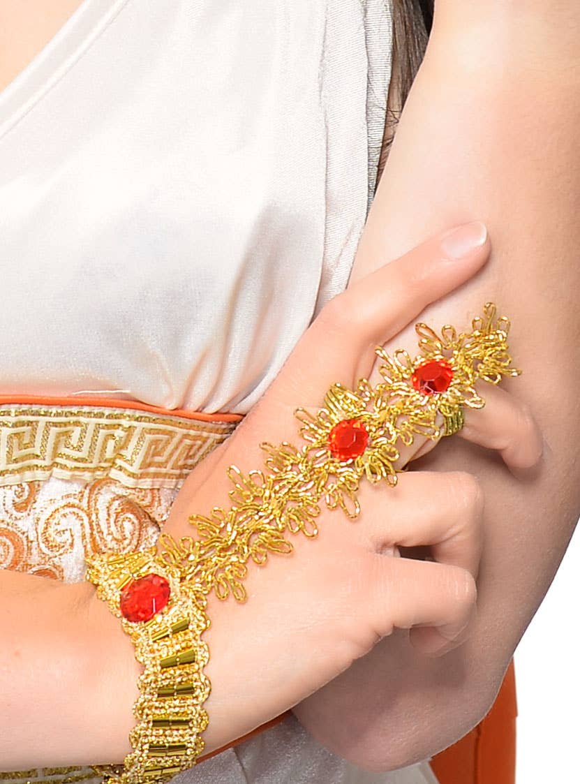 Red and Gold Bollywood Costume Bracelet - Close Image