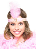 Light Pink Roaring 1920s Feather Flapper Headband
