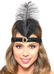 Black Feather and Sequins 1920s Flapper Headband