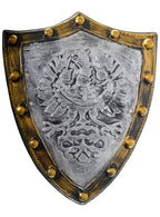 Large Barbarian Shield Silver and Gold Medieval Costume Accessory