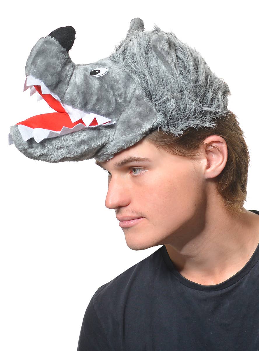 Adults Big Bad Wold Grey Fluffy Plush Novelty Hat