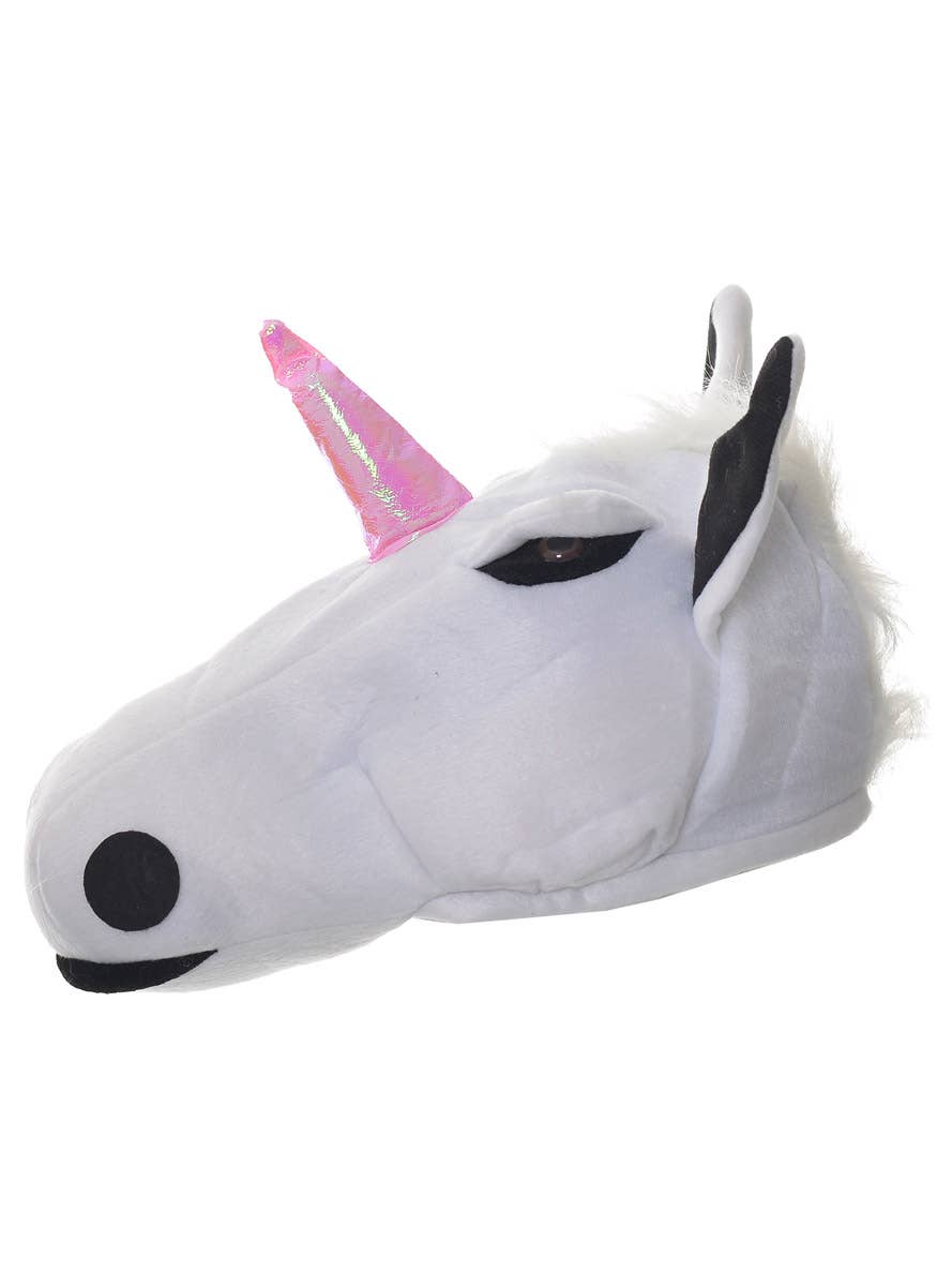 Plush Unicorn Costume Hat with a Pink Horn