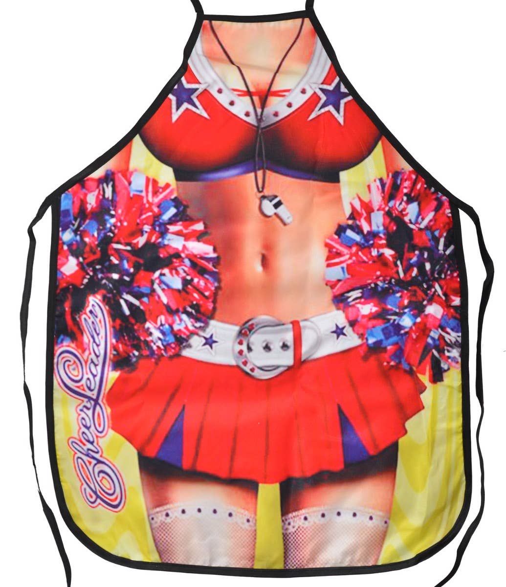 Image of Sexy Cheerleader Print Funny Novelty Apron - Close Up