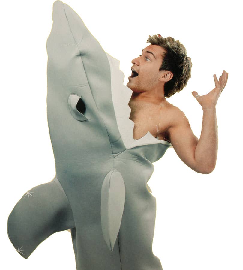 Novelty Shark Attack Victim Adult's Animal Costume - Alternative Image