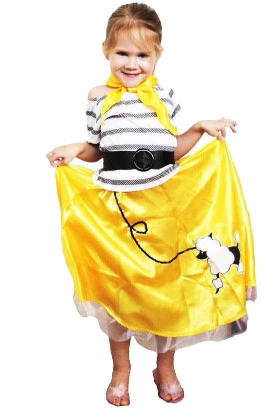 Yellow Girls Poodle 50s Skirt Fancy Dress Costume - Main View