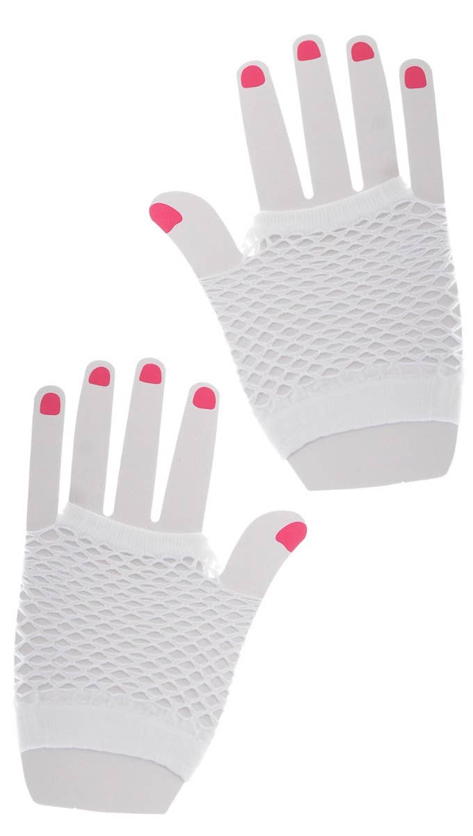 Image of Eighties Party White Fishnet Gloves