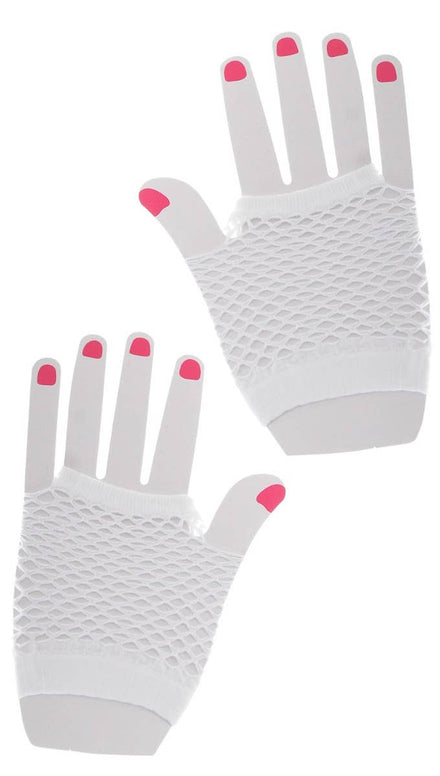 Image of Eighties Party White Fishnet Gloves