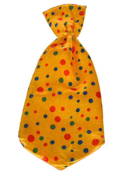 Jumbo Yellow Satin Polka Dot Clown Costume Neck Tie
