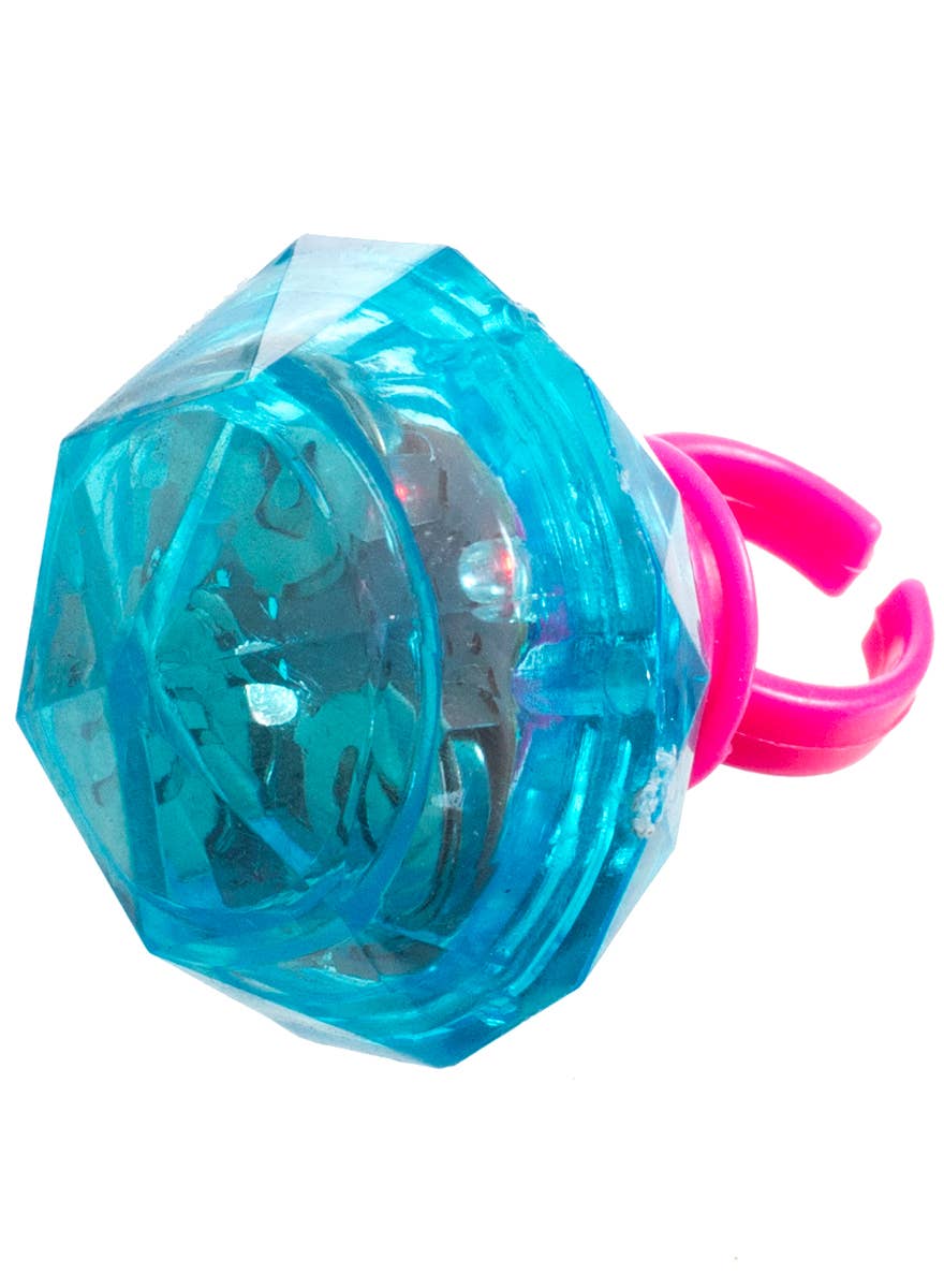 Huge Blue Light Up Novelty Plastic Gem Ring