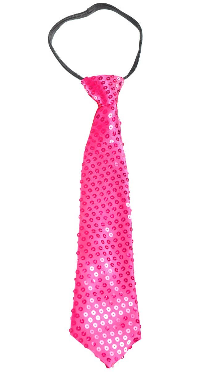 Image of Sequinned Hot Pink Adults Tie Costume Accessory