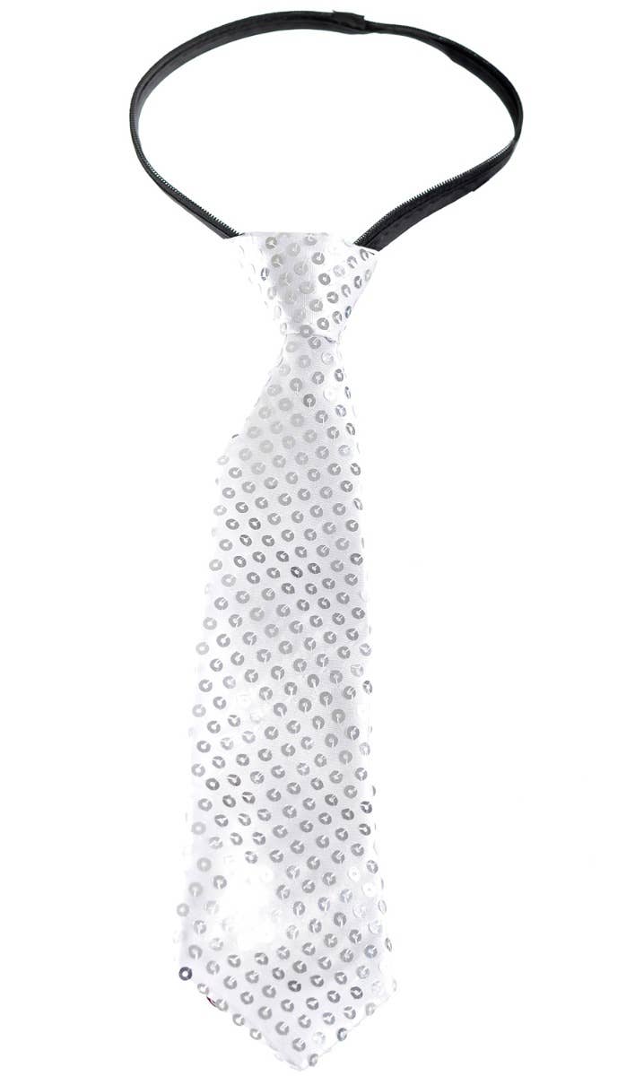 Image of Sequinned Silver Adults Tie Costume Accessory