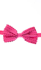 Hot Pink Satin Bow Tie with Sequins Main Image