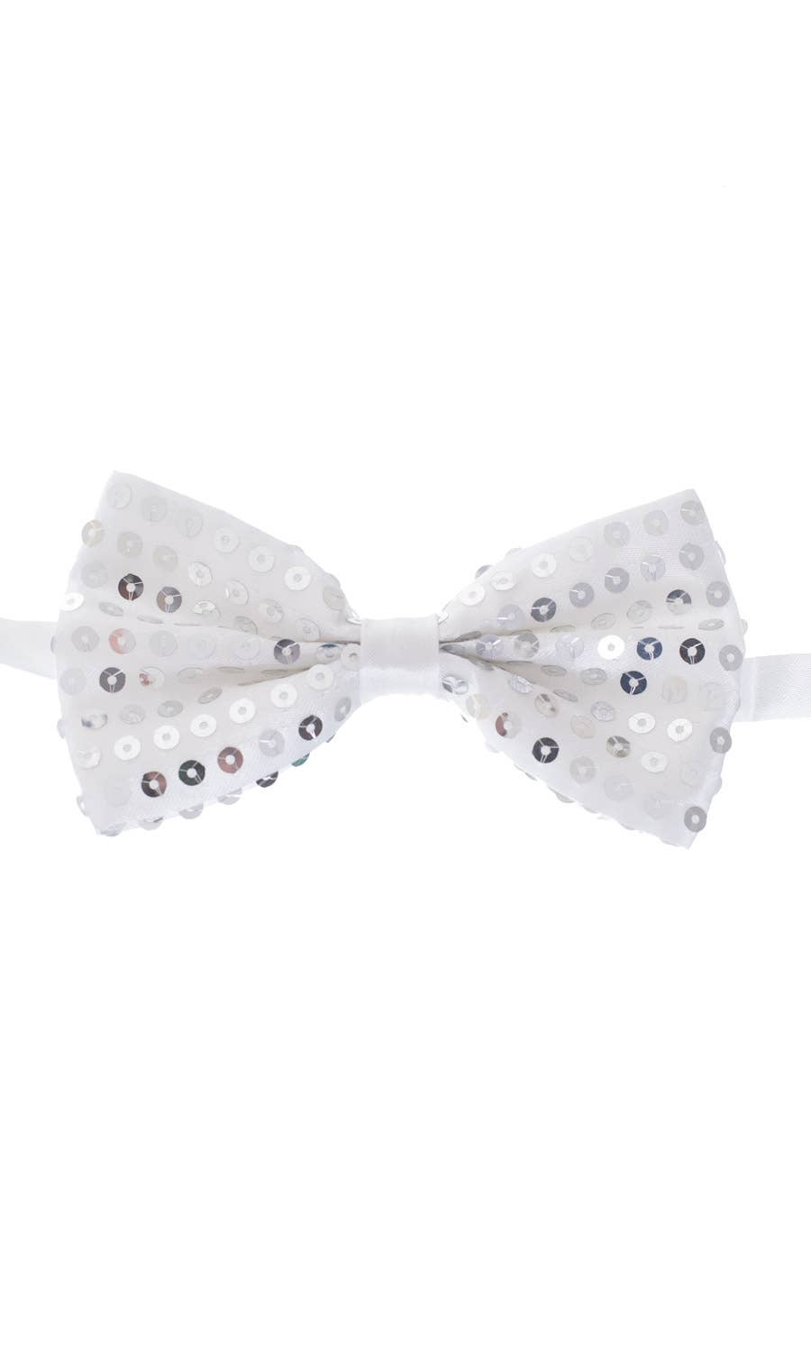 Silver Satin Bow Tie with Sequins Main Image