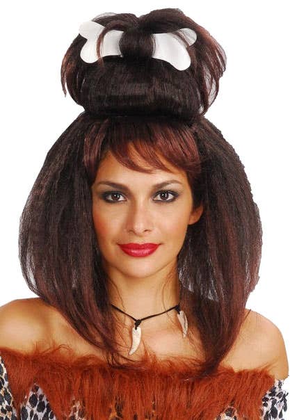 Cave Girl Brown Costume Wig Front View