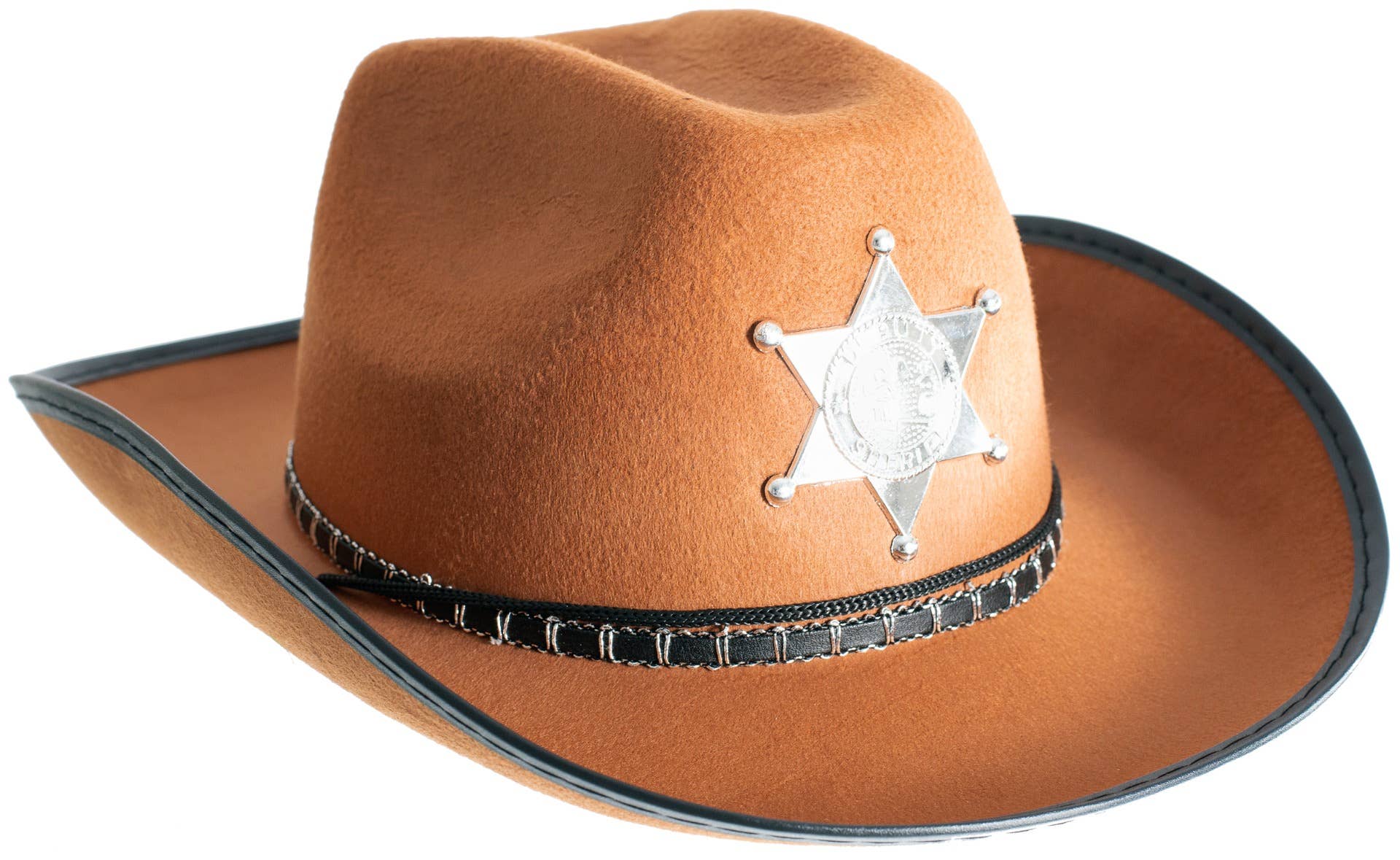 Image of Deputy Sheriff Adults Tan Cowboy Hat - Close Up