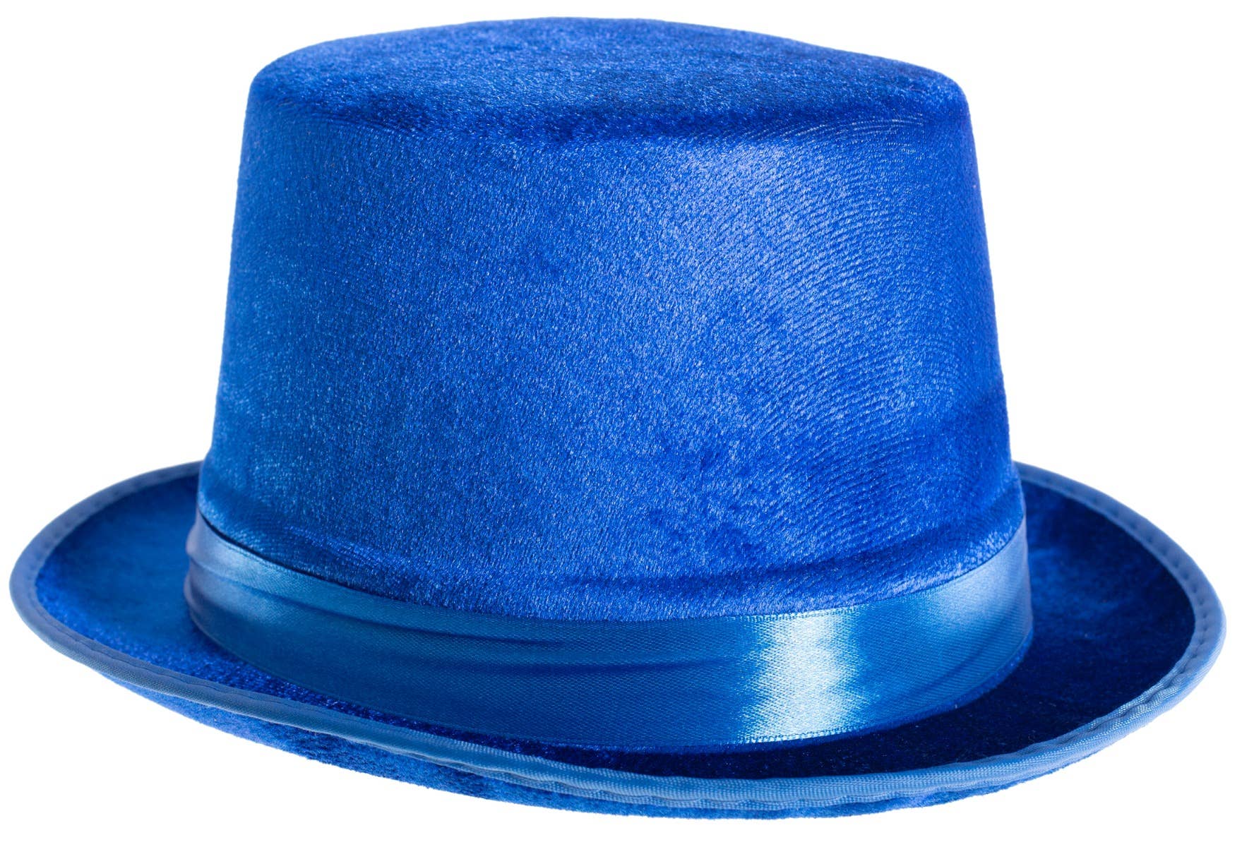 Image of Velvet Blue Adults Costume Top Hat - Close Up