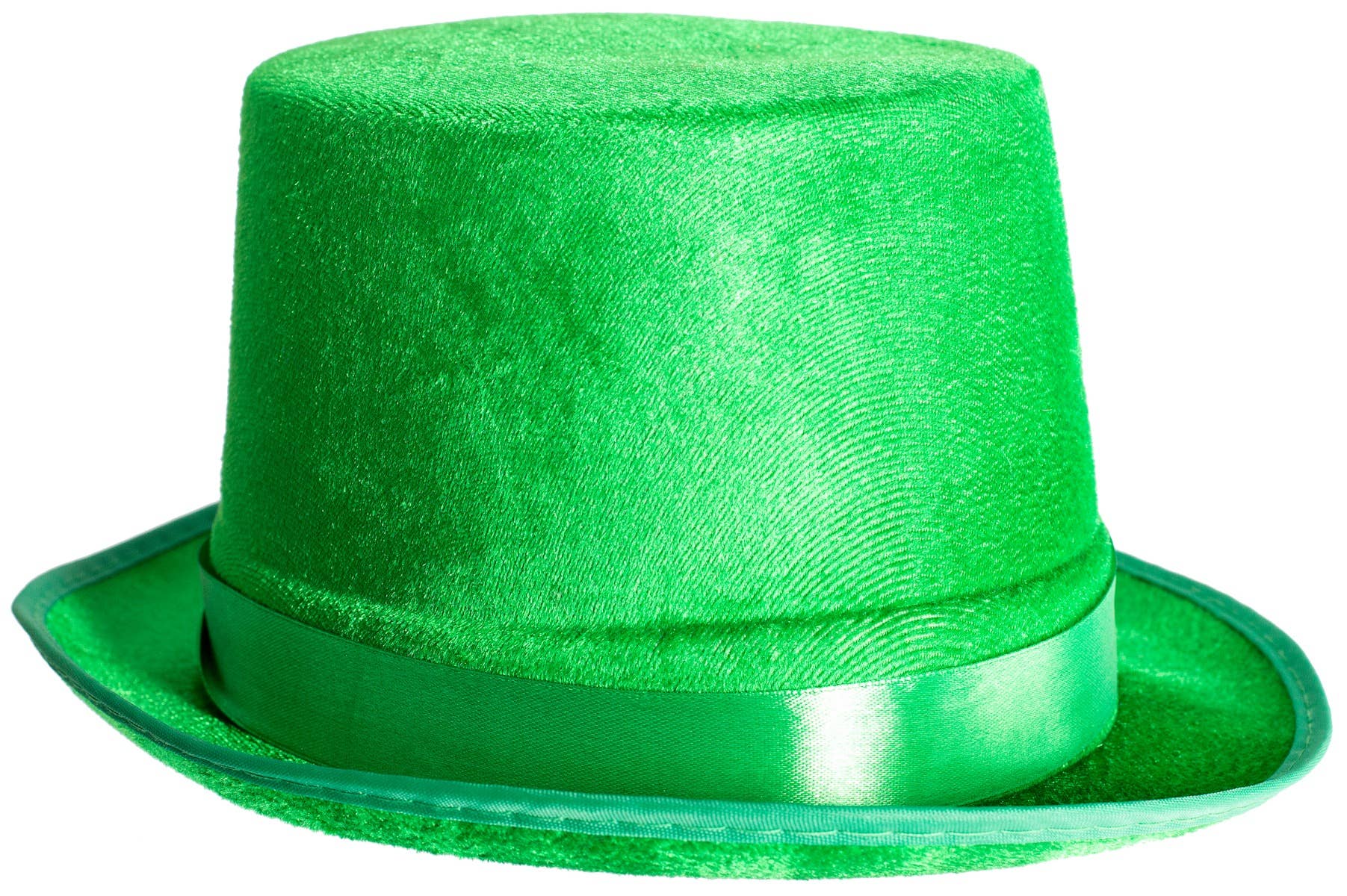 Image of Velvet Green St Patricks Day Costume Top Hat - Close Up