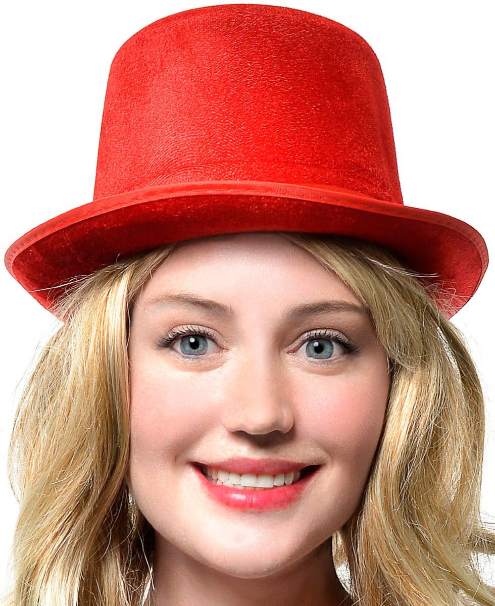 Image of Velvet Red Adults Costume Top Hat - Alternate Image