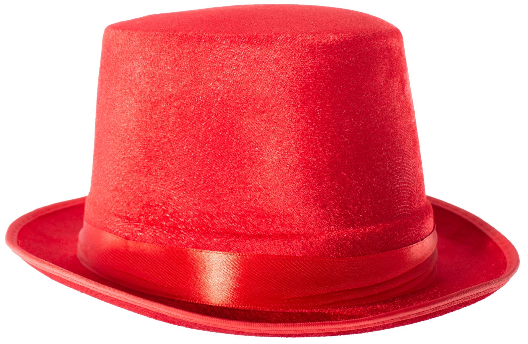 Red Velvet Unisex Adults Christmas Top Hat Costume Accessory - Zoom View