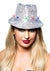 Silver Light Up Sequin Fedora Costume Hat for Adults