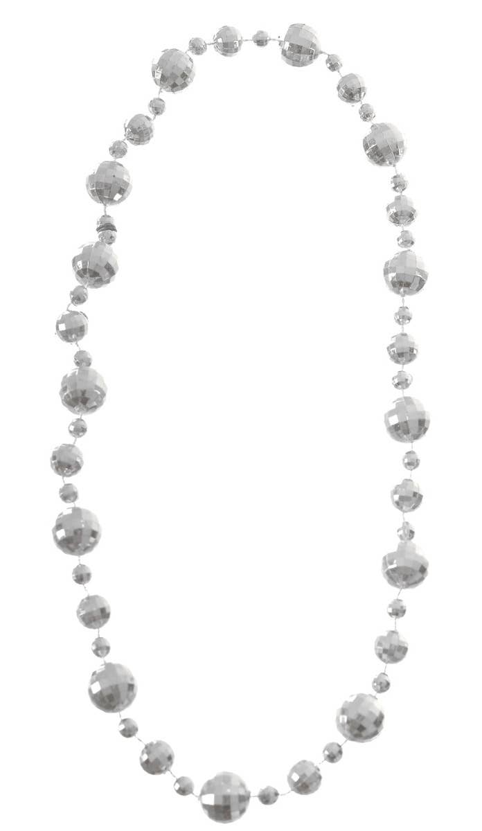 Image of Shiny Silver 1970s Disco Ball Costume Necklace