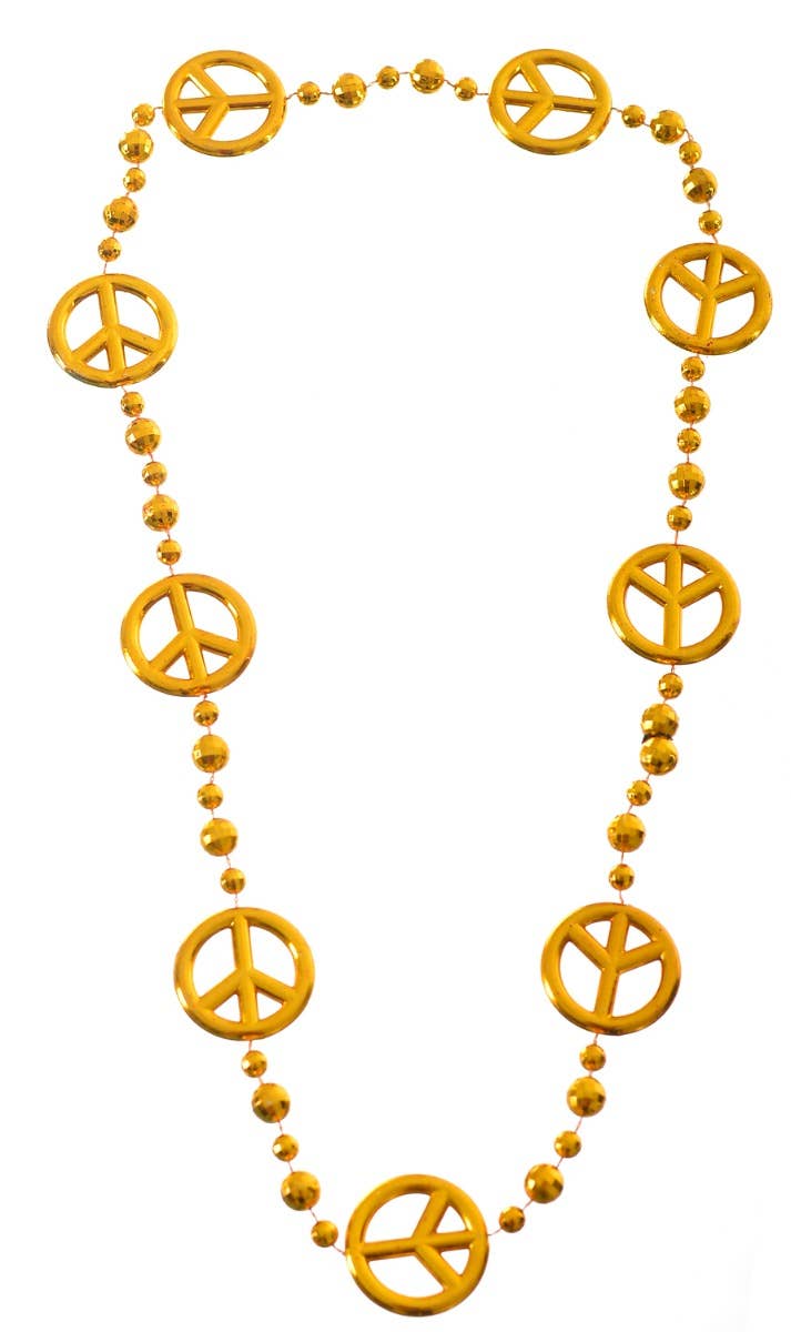 Image of Peace Sign Gold 1970's Costume Necklace
