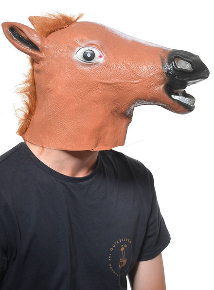 Adult's Rubber Brown Horse Head Full Head Mask