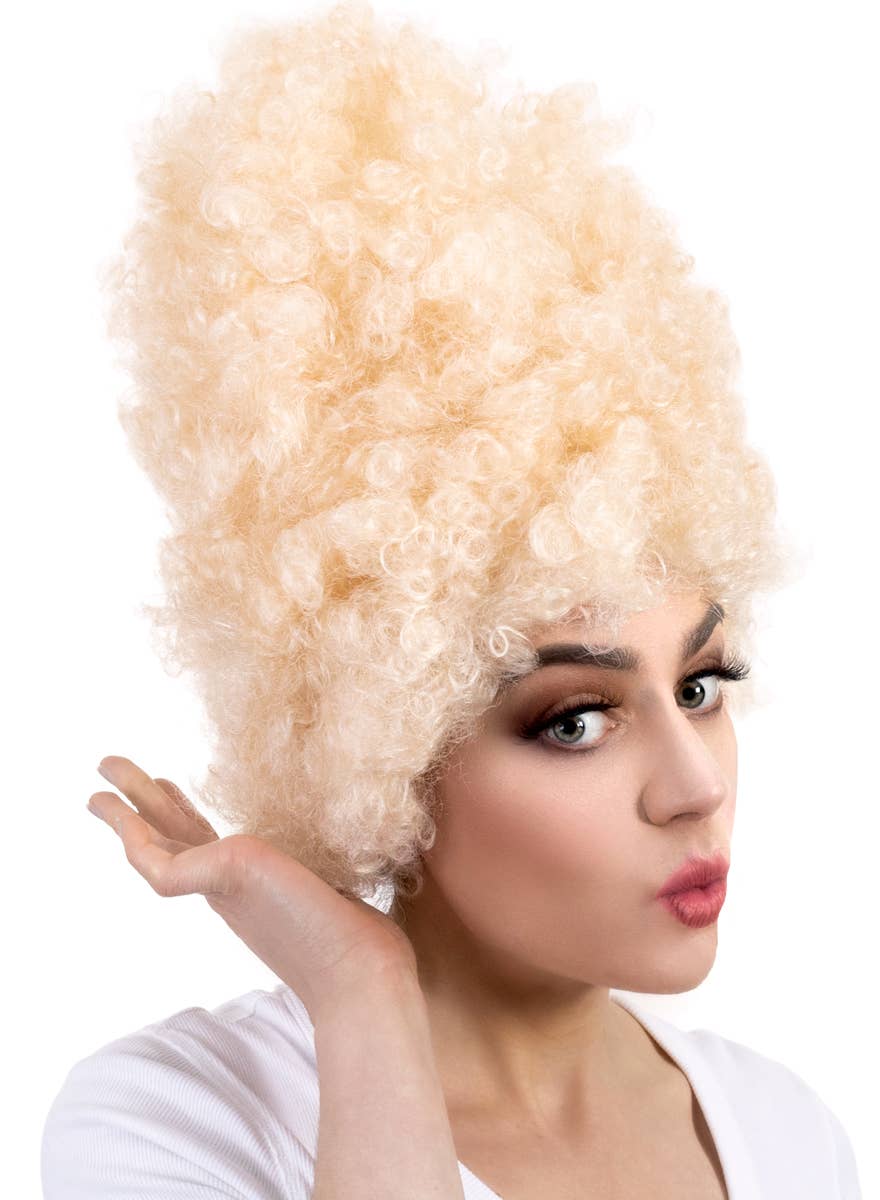 Women's Really Tall Curly Blonde Beehive Costume Wig - Alternate Image