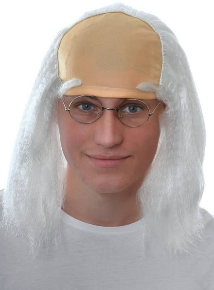 Men's Mad Scientist Balding White Costume Wig Image