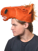 Brown Plush Funny Novelty Adults Horse Head Hat - Main Image