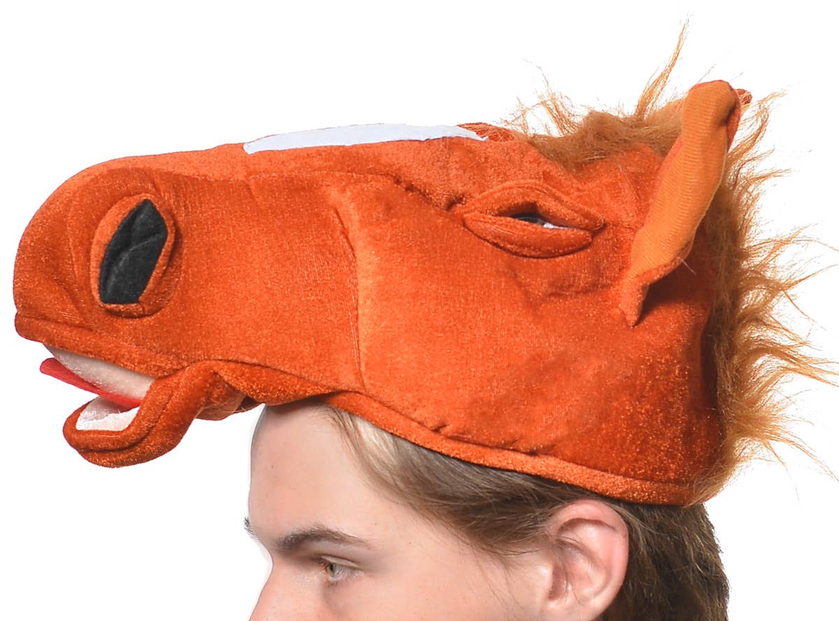 Brown Plush Funny Novelty Adults Horse Head Hat - Alternative Image